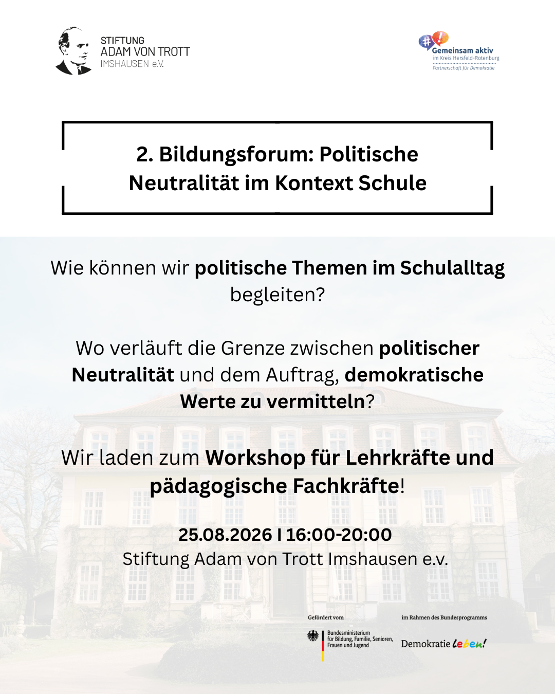 2. Bildungsforum: Politische Neutralität im Kontext Schule